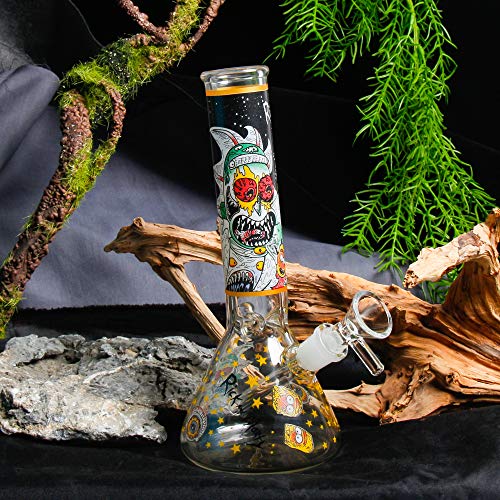 JustSmoke.MeREAMIC Glass Bongs Mini Water Bong with Downstem Smoking Black Hookah Recyler Pipes H:8.07inchJustSmoke.Me