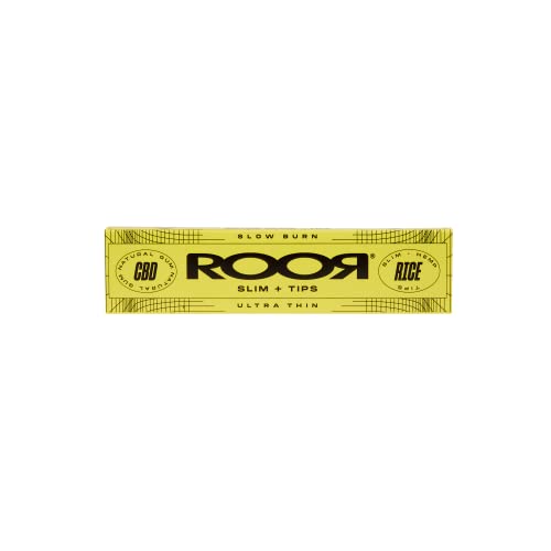 Roor King Size Rolling Papers - Rice Paper and Tips - VEGAN - Full Box - 32 Booklets - GMO FreeJustSmoke.Me