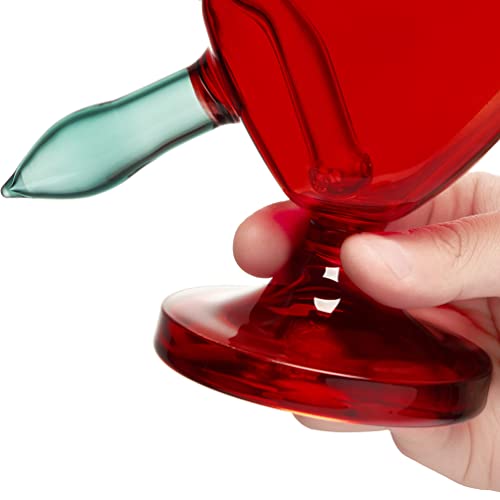 JustSmoke.MeRORA 6inch Heart Shape Glass Bong Handmade Small Recycler Perc Glass Water Pipe for Gift with 14.5mm Bowl(Red)JustSmoke.Me