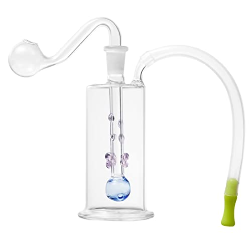 RORA Small Bong 10mm Male Thick Portable Pipe Handmade Glass Bongs (B#)JustSmoke.Me