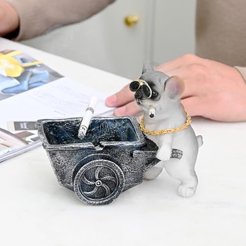 RoxNvm Funny Ashtray, Resin Ashtray, Bulldog Shaped Funny Ashtray, Windproof Ashtray with Lid, Designer Ashtray for Indoor and Outdoor DecorationJustSmoke.Me