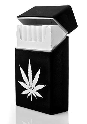 Silicone Cigarette Case Pack Box Cover Cig Holder King Size Cigarettes Black Weed Leaf Design Novelty Gifts for Him Her Accessory BestWayDigitalJustSmoke.Me