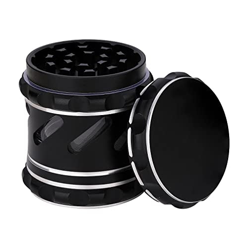 Spespo Herb Grinder,Large Size Aluminum Metal Grinder for Dry Herb,4 Piece 63mm/2.5inch Spice Grinder(Black)JustSmoke.Me
