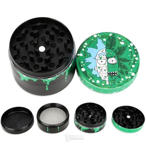 Spice Grinder, 4 Parts Herb Grinder Cartoon GreenJustSmoke.Me