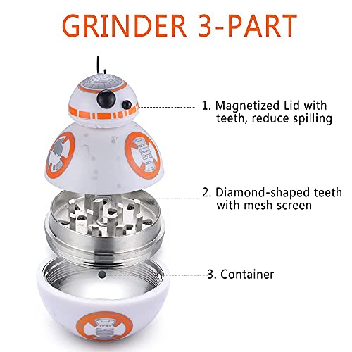 star wars tobacco grinder Star Wars Herb Grinder, Spespo 3 Pieces 2 inch Zinc Alloy Spice Grinder  ,BB-8 Gifts JustSmoke.Me
