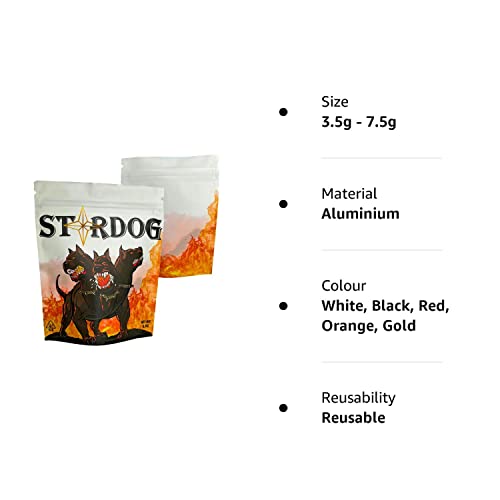 StarDog Mylar Bags 3.5g Resealable Smell Proof Packaging Baggies X50JustSmoke.Me