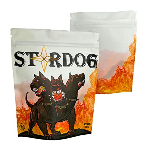StarDog Mylar Bags 3.5g Resealable Smell Proof Packaging Baggies X50JustSmoke.Me