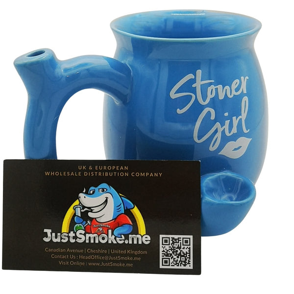 JustSmoke.MeStoner Girl (Blue) - 2 in 1 - Wake & Bake - Ceramic Coffee Mug Bong : Ideal GiftJustSmoke.Me
