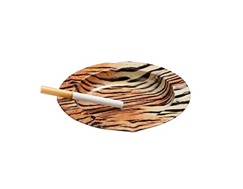 Tiger Skin Metal Cigarette Ashtray For Home Office Garden Animal African Decoration Gift Cigars Safari Bedroom Cool Ash Tray For SmokerJustSmoke.Me