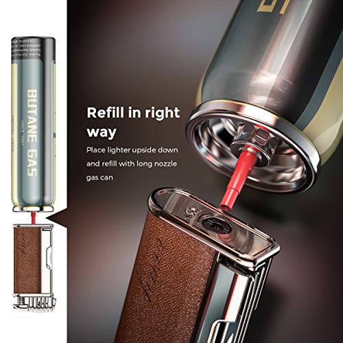 Tobacco Pipe Lighter for Smoking with Metal Tools Angled Soft Flame Butane Gas Refillable Gift for Men Smokers (Sold without Gas)JustSmoke.Me