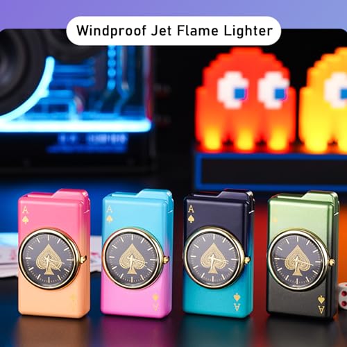Torch Lighter, Stylish Jet Flame Lighter with Efficient Ignition, Windproof Adjustable Flame Butane Torch Lighter, Creative Refillable Butane Lighter for Outdoor Indoor (Without Fuel)-PinkJustSmoke.Me
