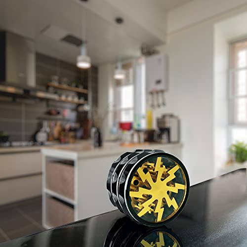 Transparent lid Black Gold Aluminium Alloy Herb Grinder2.5