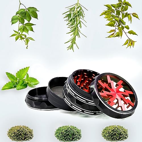 Transparent lid Black Red Aluminium Alloy Herb Grinder2.5