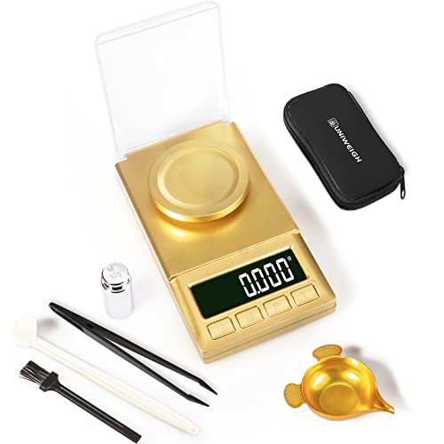 UNIWEIGH Digital Milligram Scales 50/0.001g, Precision Jewelry Scale, Reloading Gunpowder Grain Scale, MG Powder Scale,with 50g Cal Weight, Tweezers, Scoop, Brush, Weighing Pan, Batteries Included.JustSmoke.Me