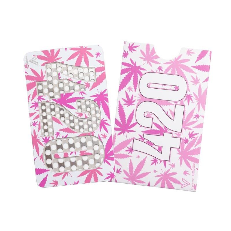 V-Syndicate Grinder Card - 420 PINK PINK - The Perfect Grinder/Grinder/Grater in Credit Card Size - For Herbs & TobaccoJustSmoke.Me