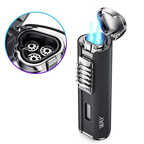 VVAY Windproof Adjustable Triple Jet Flame Turbo Lighter, Gas Butane RefillableJustSmoke.Me