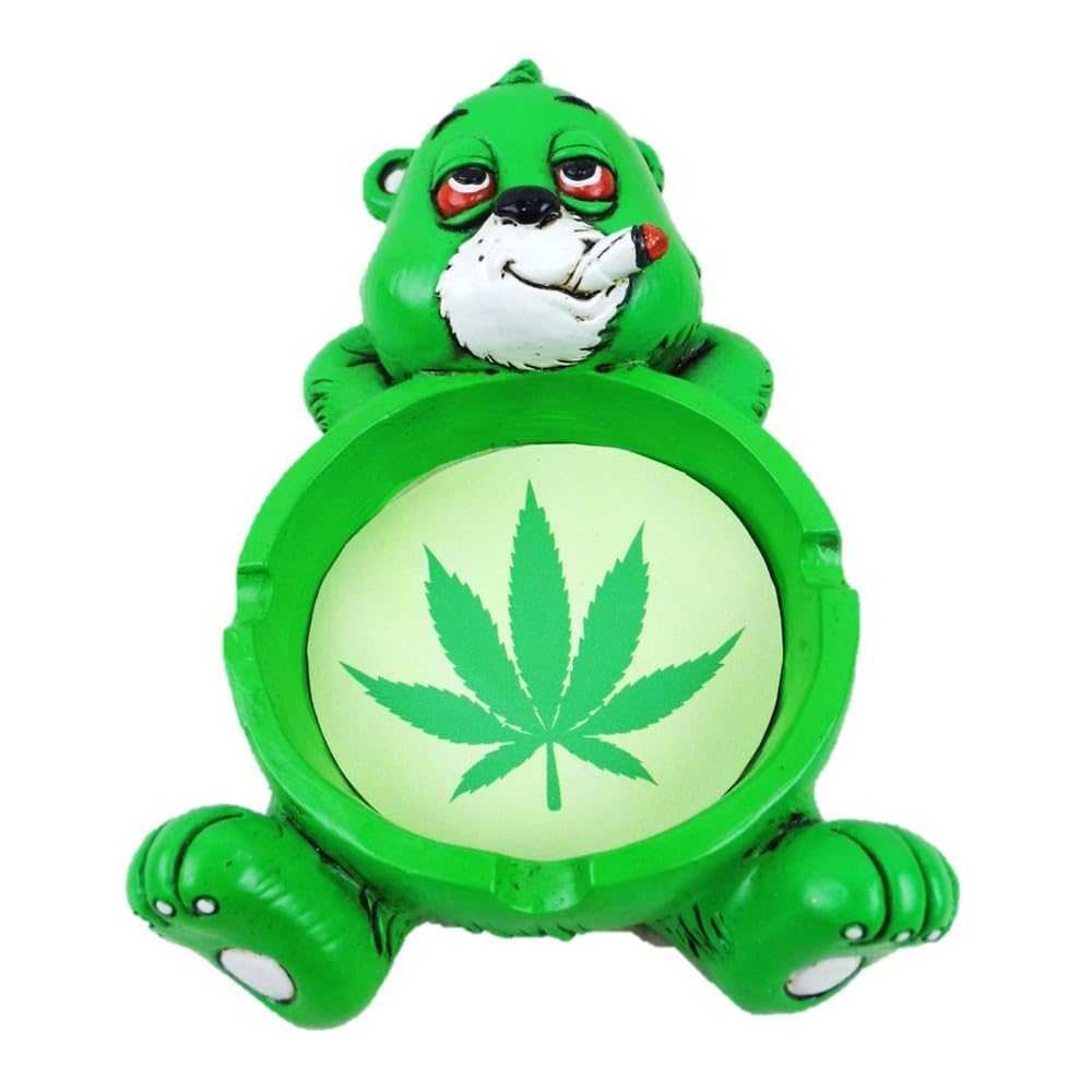 Wise Skies Funky Ashtrays Choose Your Own Skull Rasta Man Alien Resin Ash Trays Accessories (Don't Care Bear Green)JustSmoke.Me