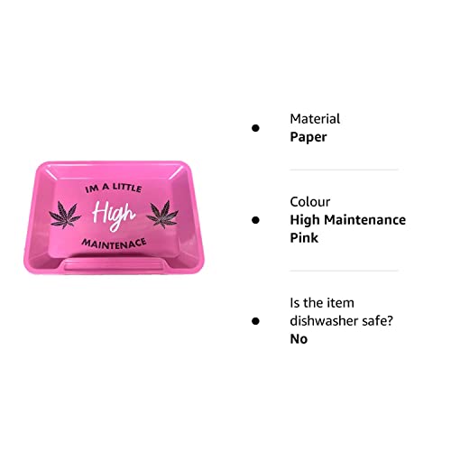 Wise Skies Metal Rolling Tray Smoking Accessories Characters Rolling Papers Rolling Tip Small (High Maintenance Pink)JustSmoke.Me