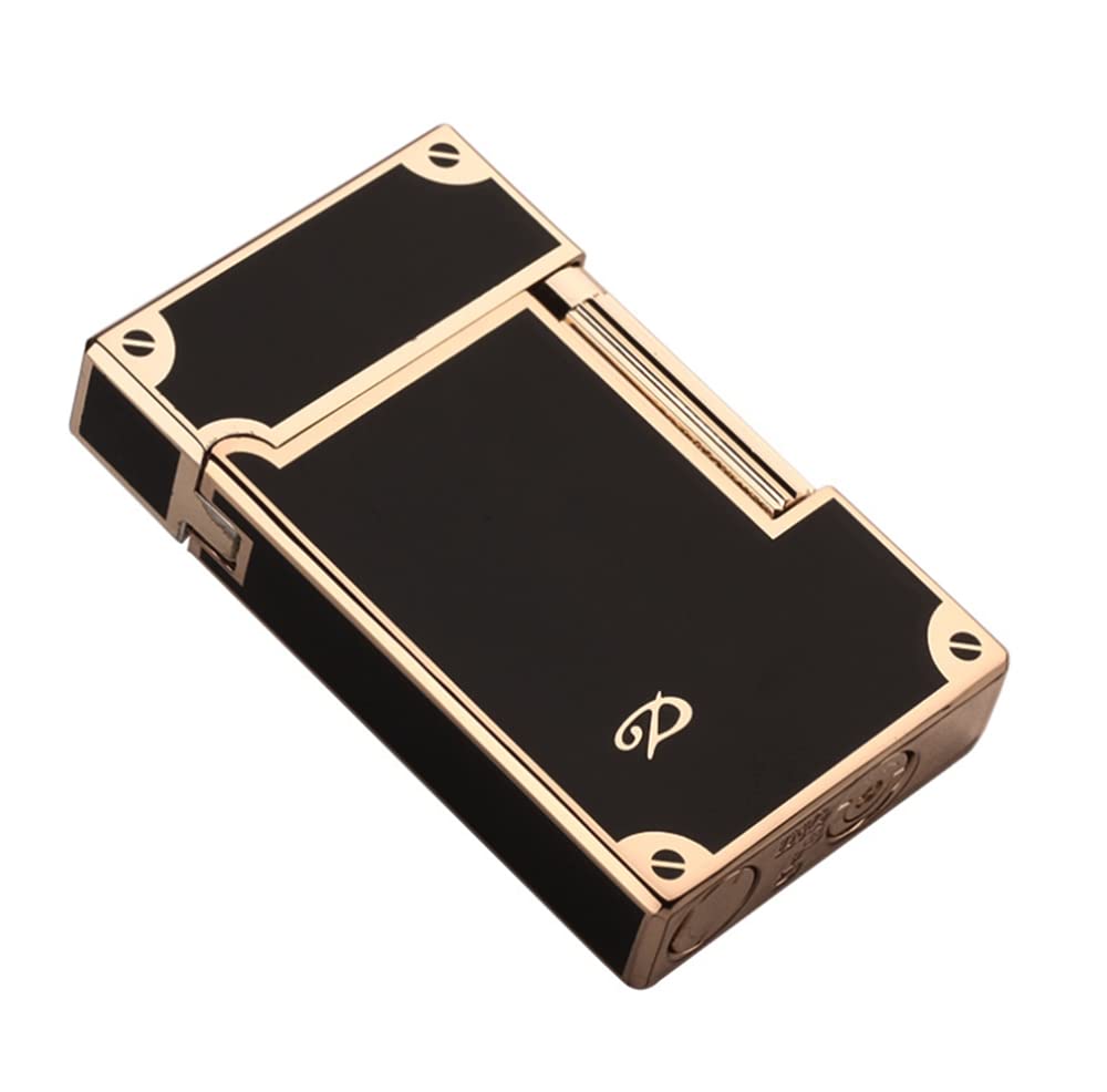 (WITHOUT GAS) Retro Portable Lighter,Butane Gas Refillable Lighter,Classical Retro Design,Soft Flame,Gift(Black)JustSmoke.Me