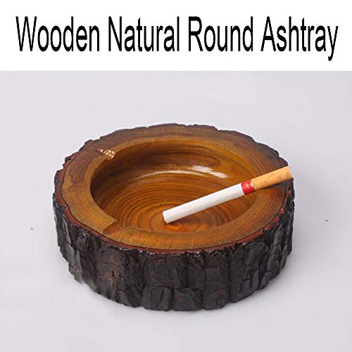 Wooden Natural Round Ashtray Yellow Bark Small Wood Ashtray Irregular Wooden Decorative Tobacco Ashtrays for Home and OfficeJustSmoke.Me