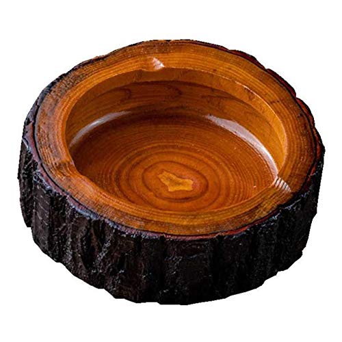 Wooden Natural Round Ashtray Yellow Bark Small Wood Ashtray Irregular Wooden Decorative Tobacco Ashtrays for Home and OfficeJustSmoke.Me