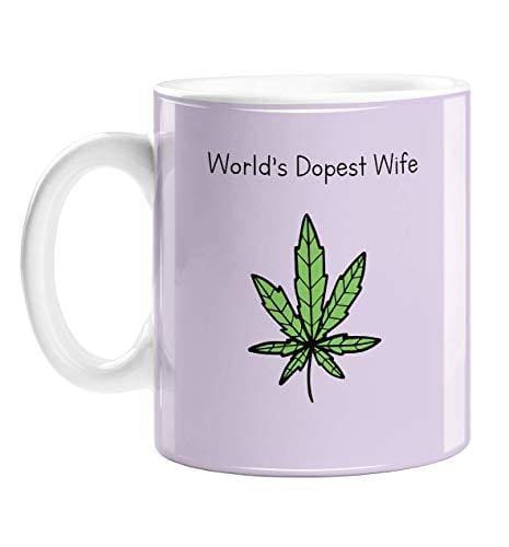 World's Dopest Wife Mug | Weed Doodle Wedding Anniversary Mug for Wife, Valentines Mug for Her, Stoner Mug for WifeJustSmoke.Me