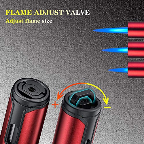 YeuligoYeuligo Jet Torch Lighter, 6.0in Gas Lighter with Visible Window, Windproof lighter Adjustable Jet Flame for BBQ, Stove, Candle, Kitchen Cooker, Hobs, Men Gifts, Red (Sold without Gas)JustSmoke.Me